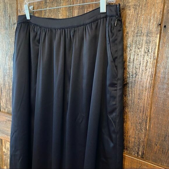 Pim + Larkin Sz M Navy Blue Satin Evening Wedding Long Maxi Flowy Skirt - Picture 6 of 10